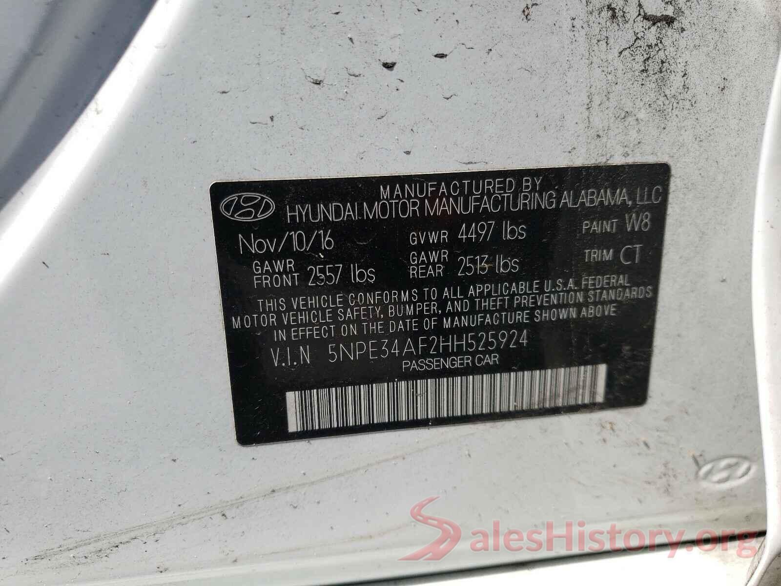 5NPE34AF2HH525924 2017 HYUNDAI SONATA