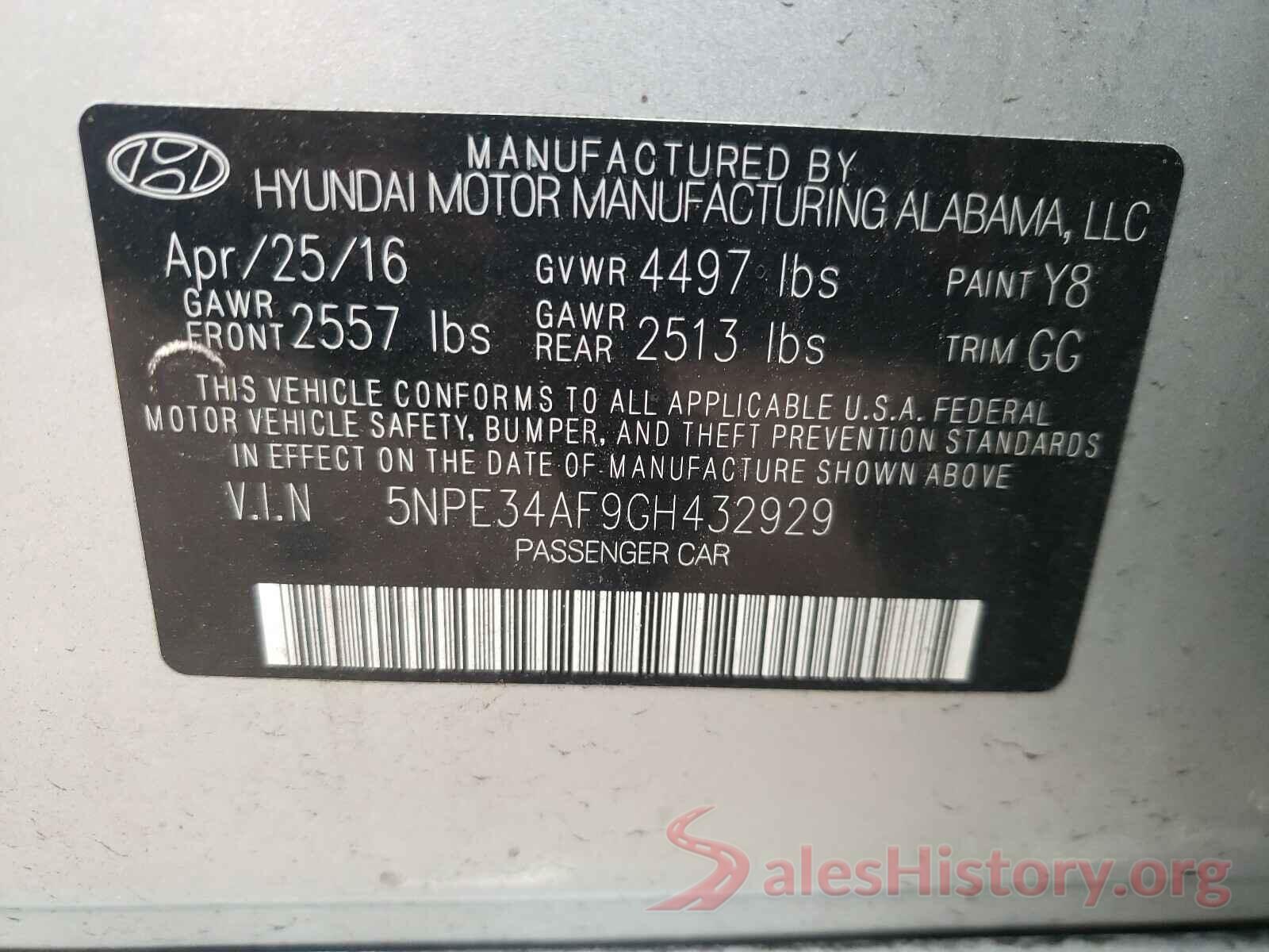 5NPE34AF9GH432929 2016 HYUNDAI SONATA