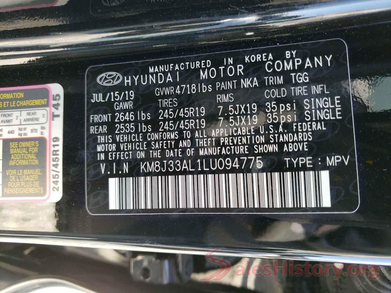 KM8J33AL1LU094775 2020 HYUNDAI TUCSON