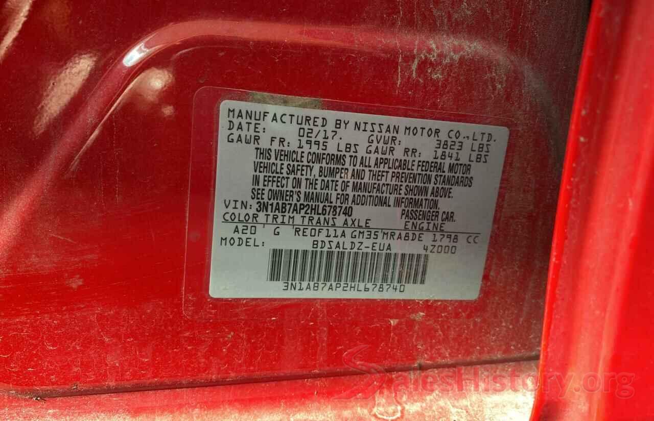 3N1AB7AP2HL678740 2017 NISSAN SENTRA