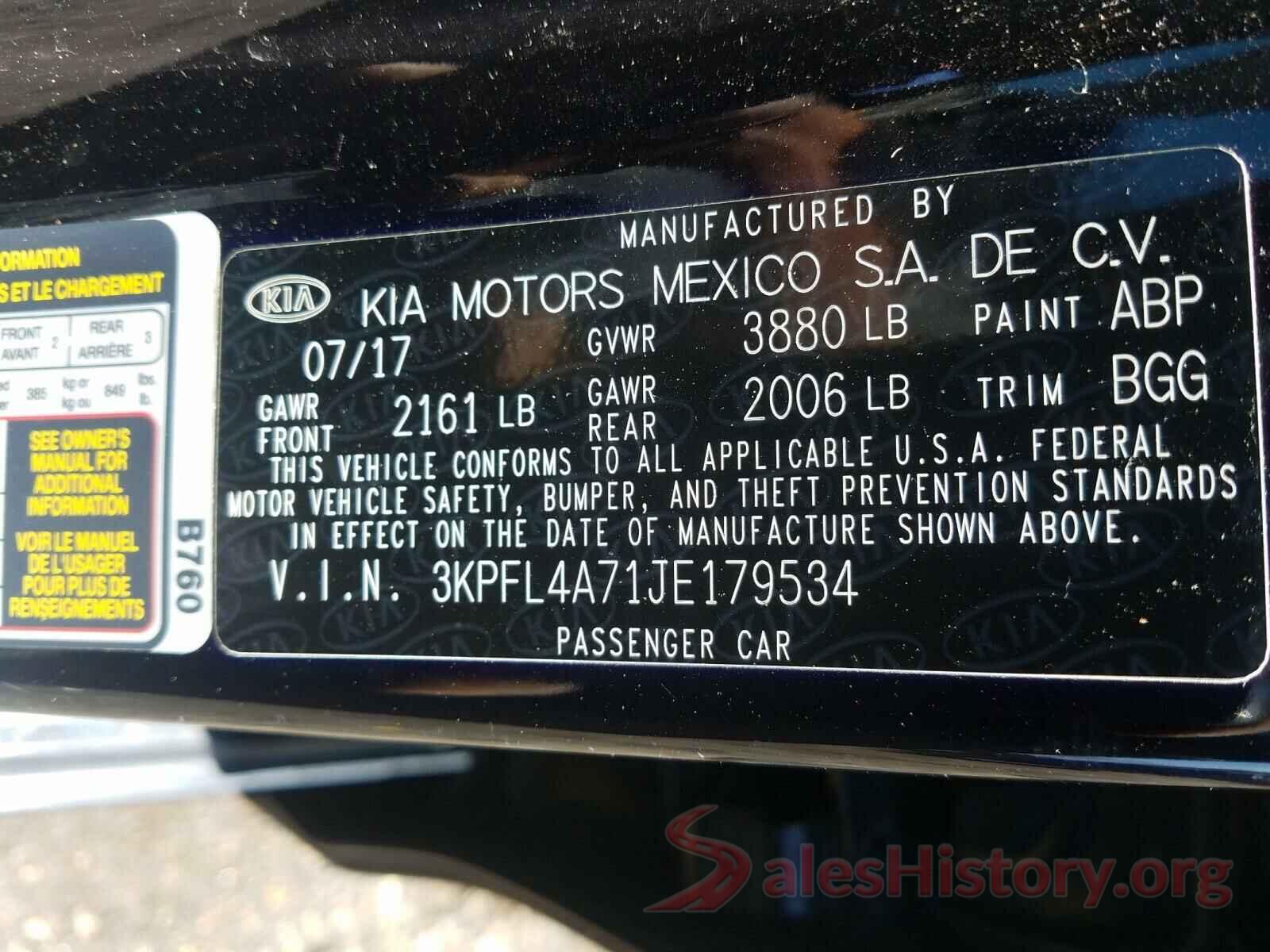 3KPFL4A71JE179534 2018 KIA FORTE