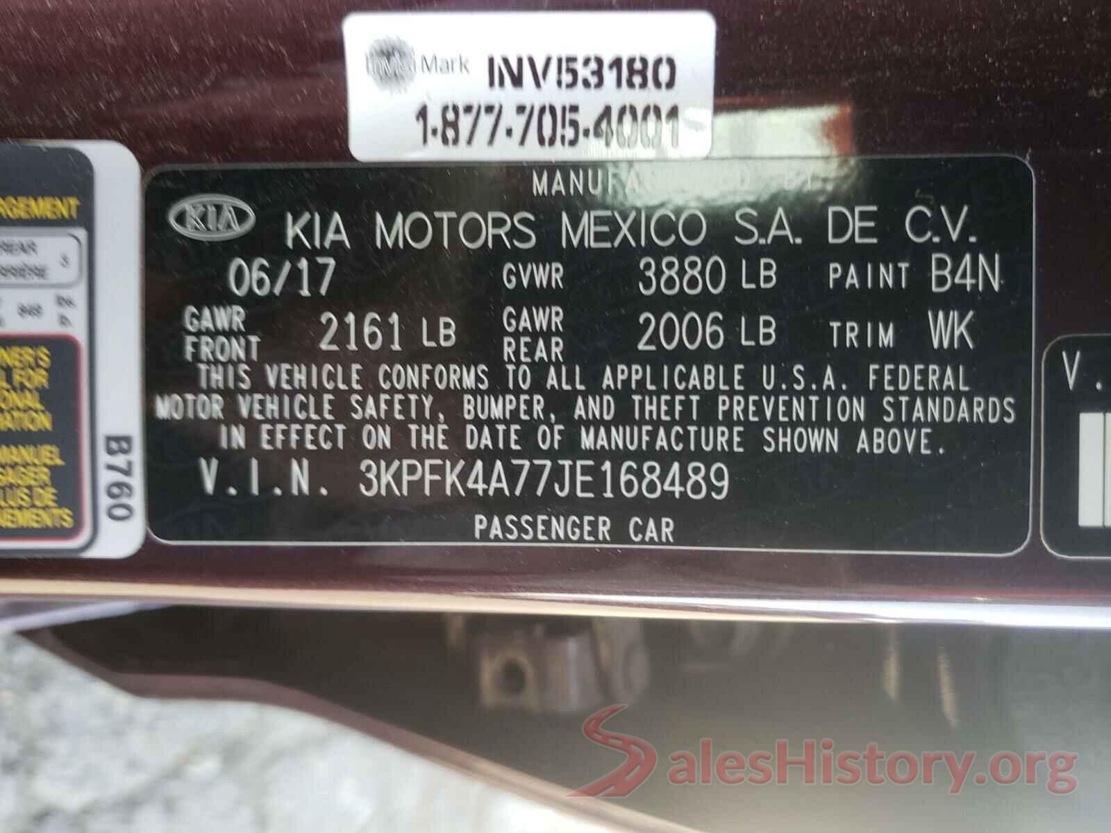 3KPFK4A77JE168489 2018 KIA FORTE