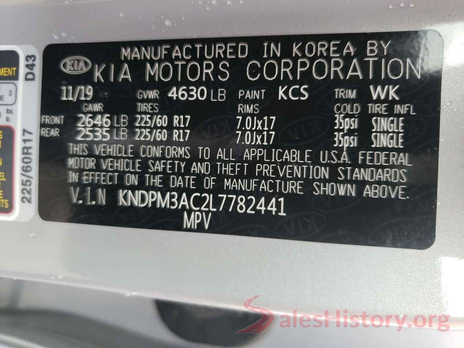 KNDPM3AC2L7782441 2020 KIA SPORTAGE