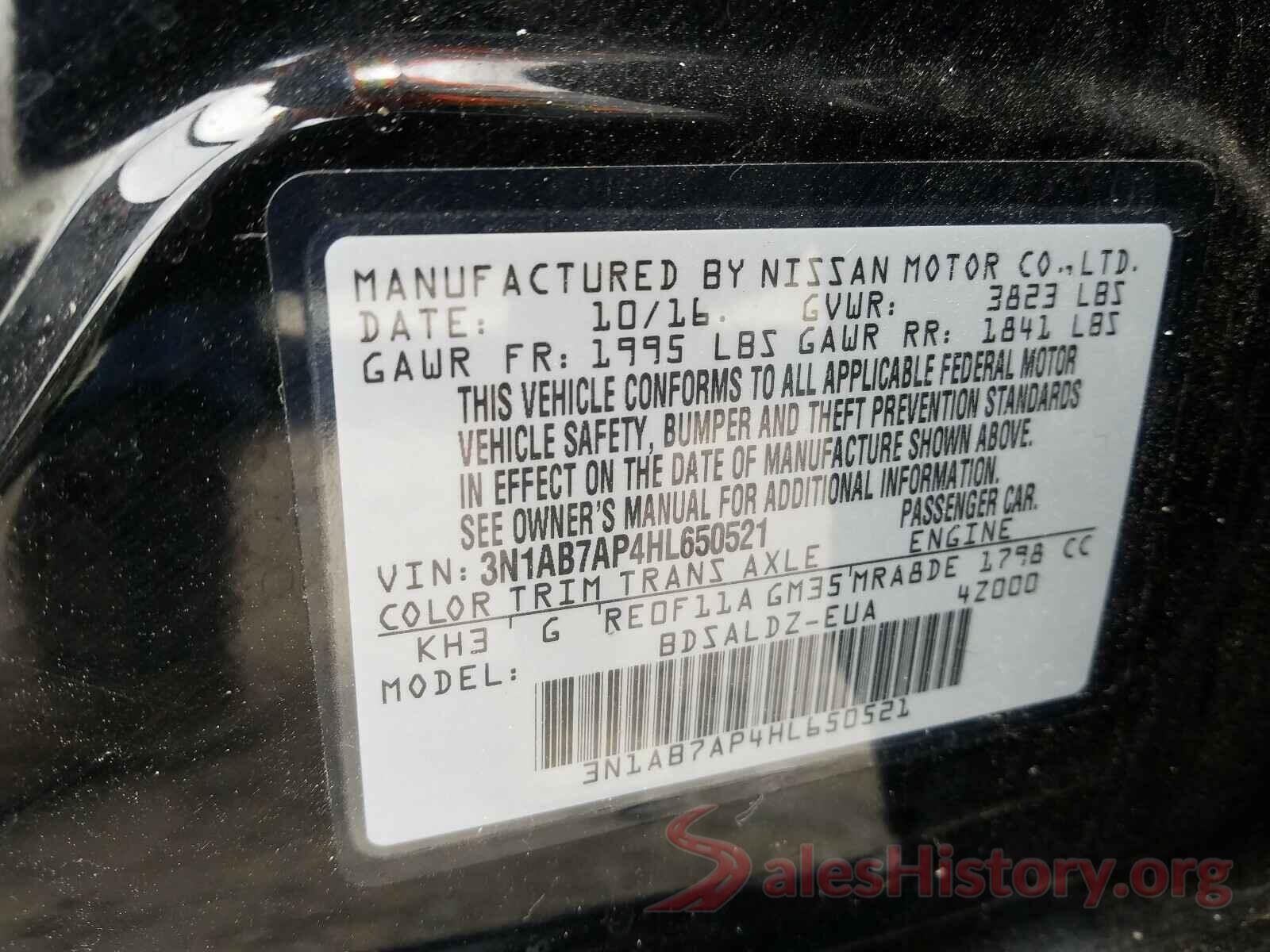 3N1AB7AP4HL650521 2017 NISSAN SENTRA