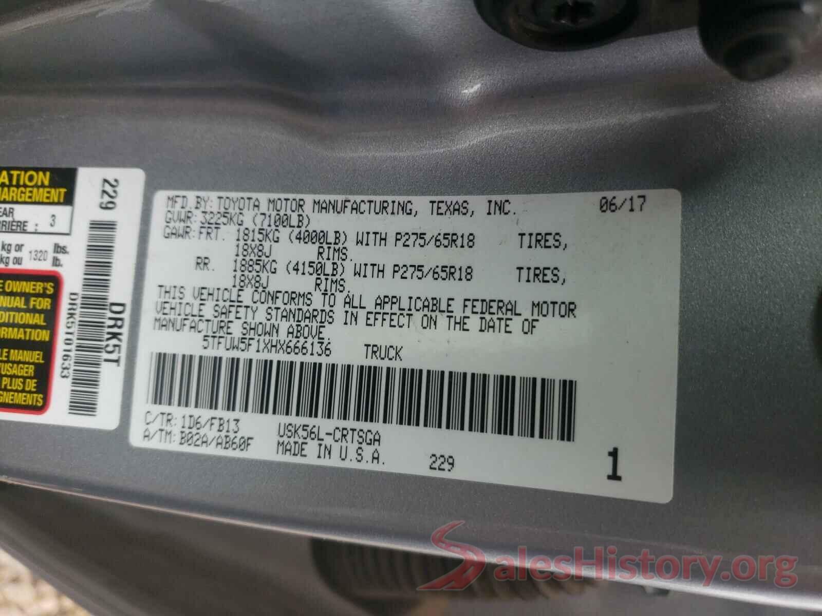 5TFUW5F1XHX666136 2017 TOYOTA TUNDRA