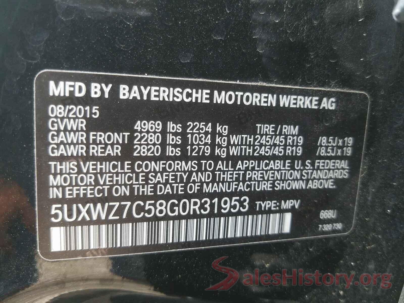 5UXWZ7C58G0R31953 2016 BMW X3