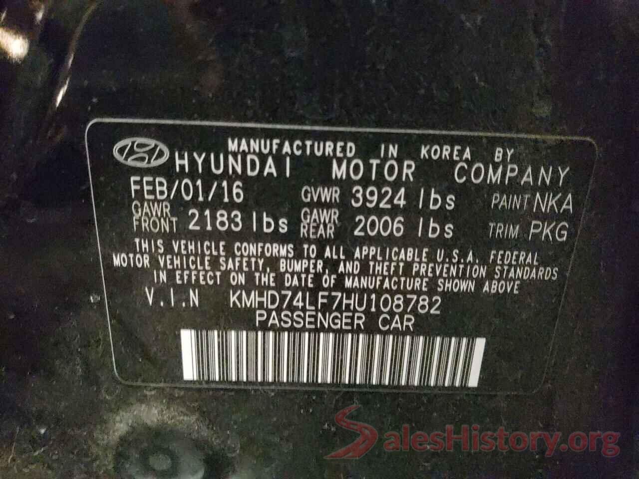 KMHD74LF7HU108782 2017 HYUNDAI ELANTRA