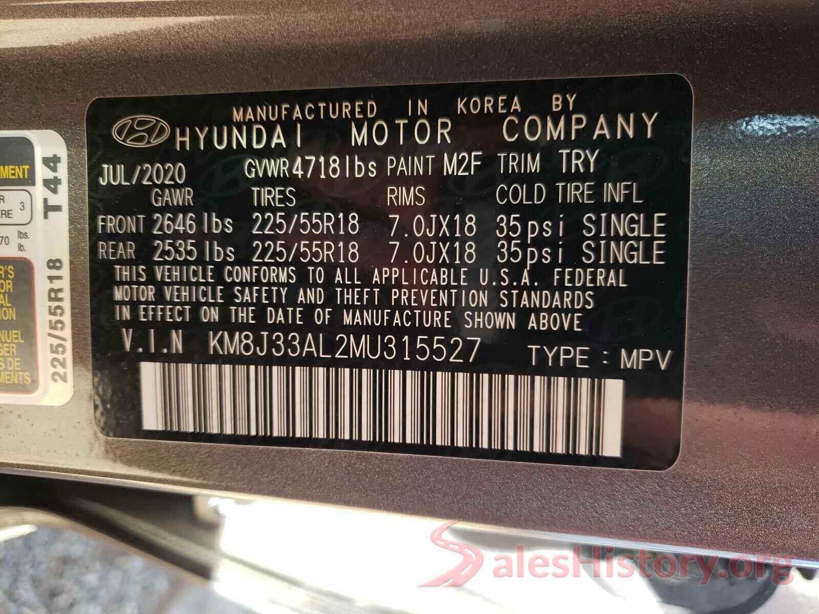 KM8J33AL2MU315527 2021 HYUNDAI TUCSON