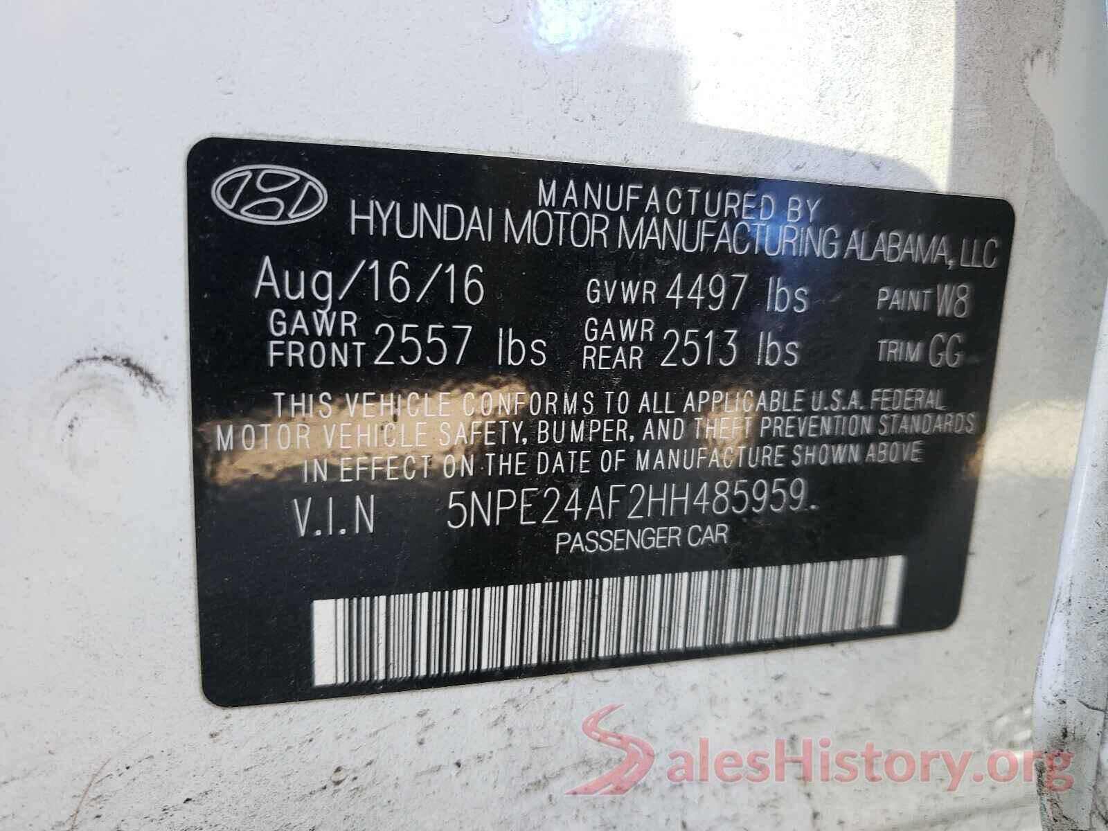 5NPE24AF2HH485959 2017 HYUNDAI SONATA