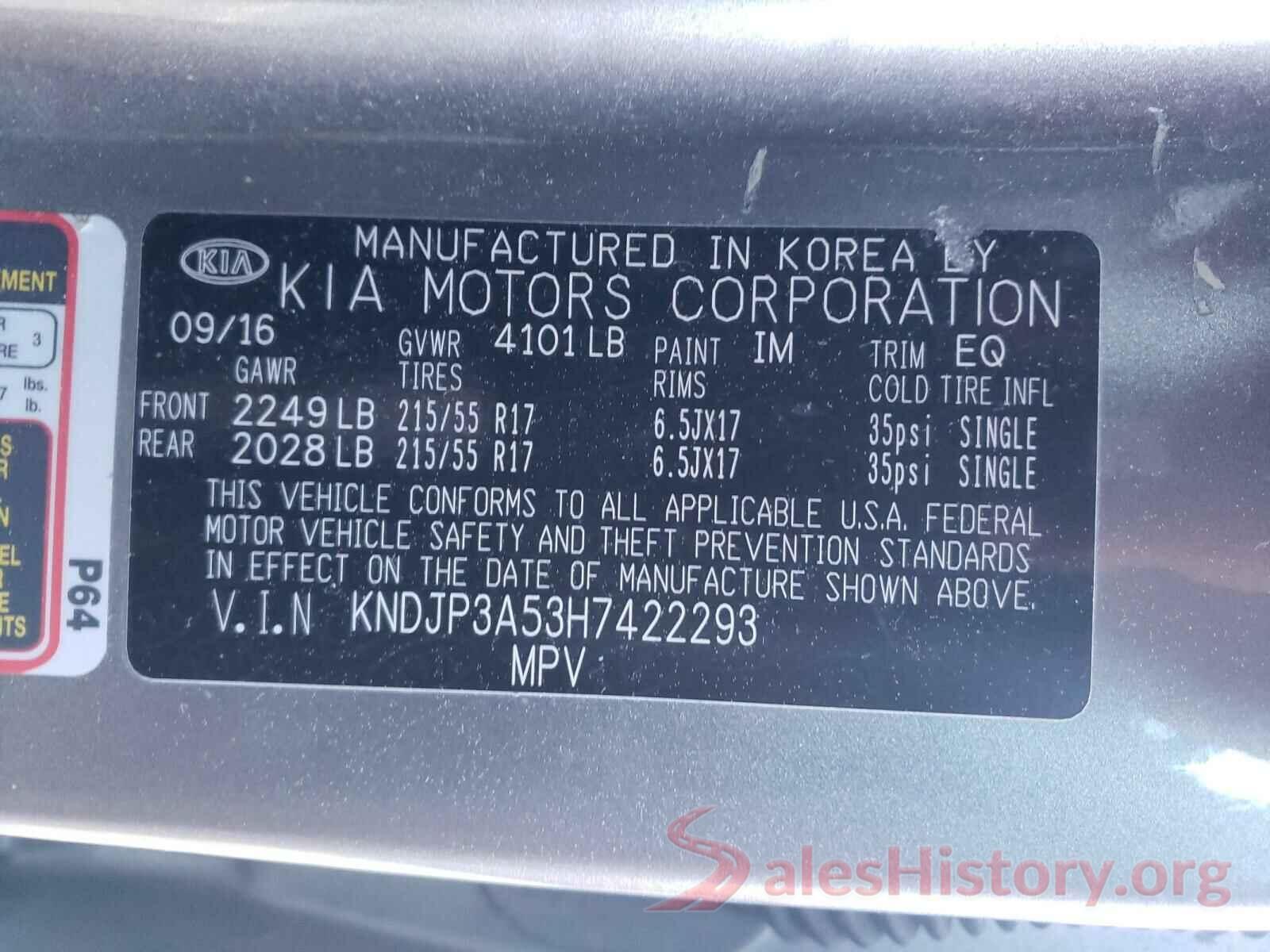 KNDJP3A53H7422293 2017 KIA SOUL