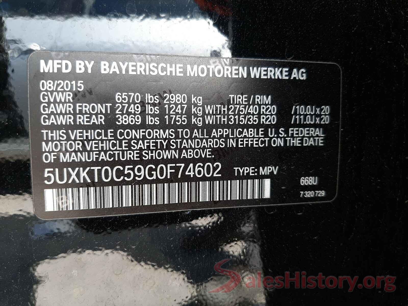 5UXKT0C59G0F74602 2016 BMW X5