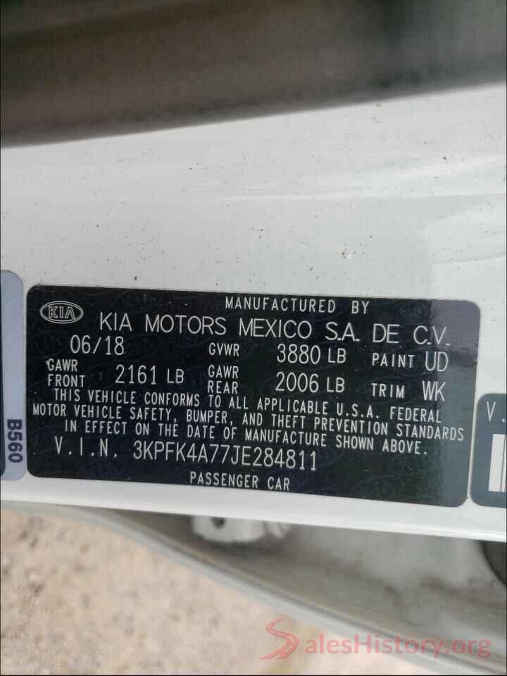 3KPFK4A77JE284811 2018 KIA FORTE