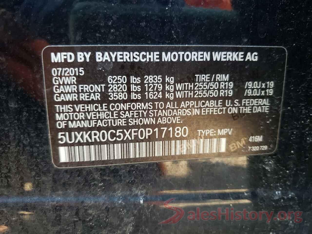 5UXKR0C5XF0P17180 2015 BMW X5