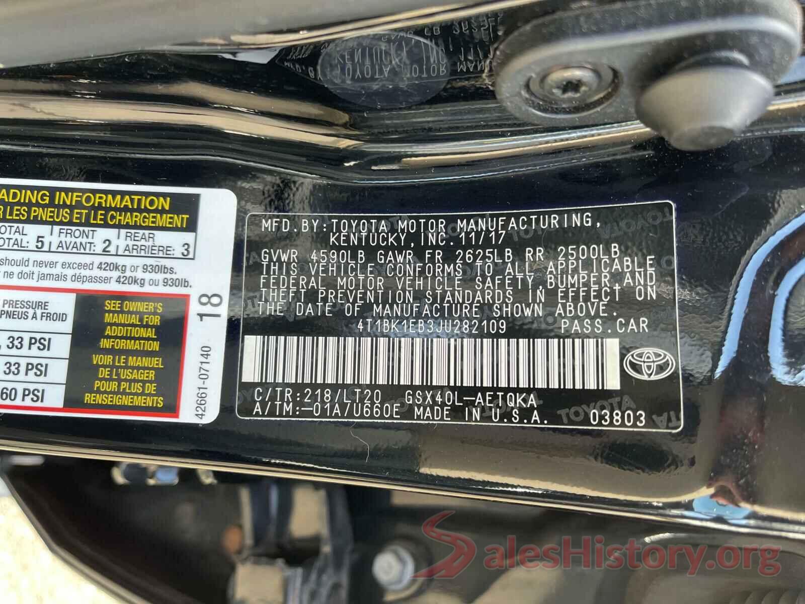 4T1BK1EB3JU282109 2018 TOYOTA AVALON