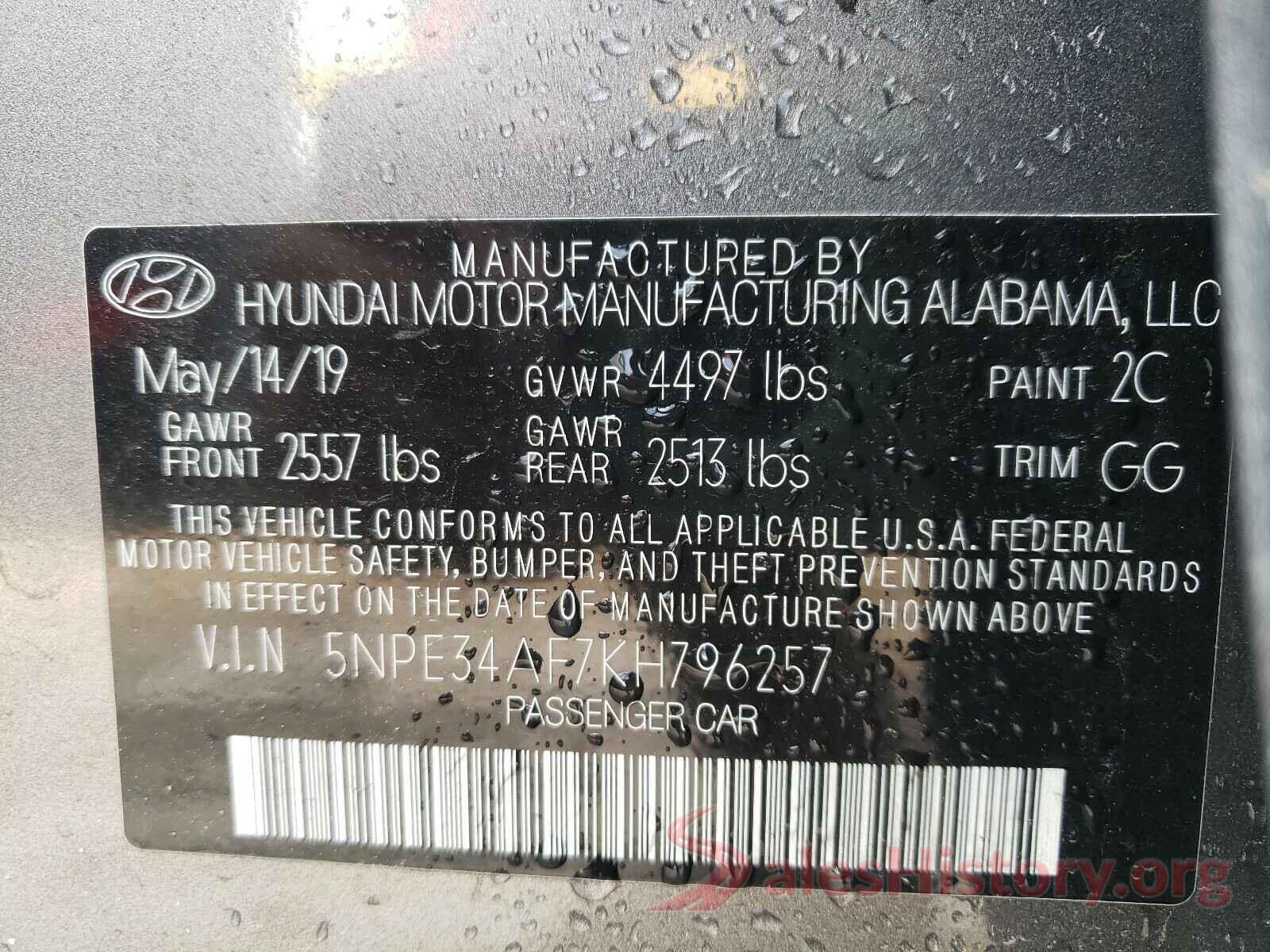 5NPE34AF7KH796257 2019 HYUNDAI SONATA