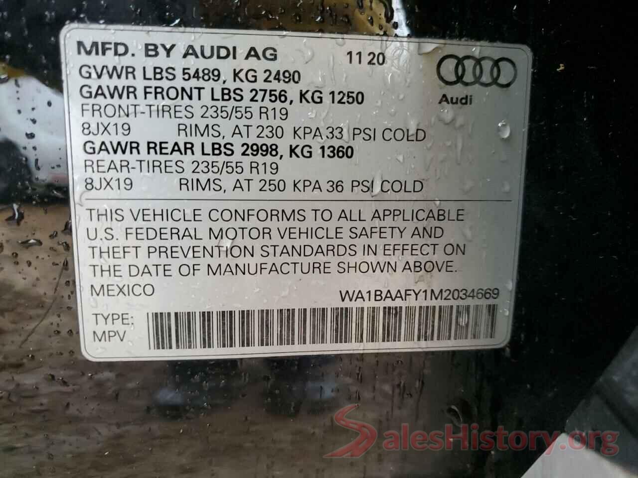 WA1BAAFY1M2034669 2021 AUDI Q5