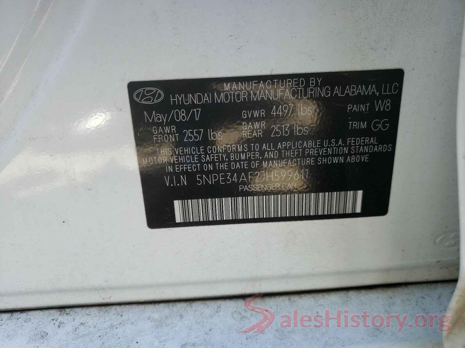 5NPE34AF2JH599611 2018 HYUNDAI SONATA