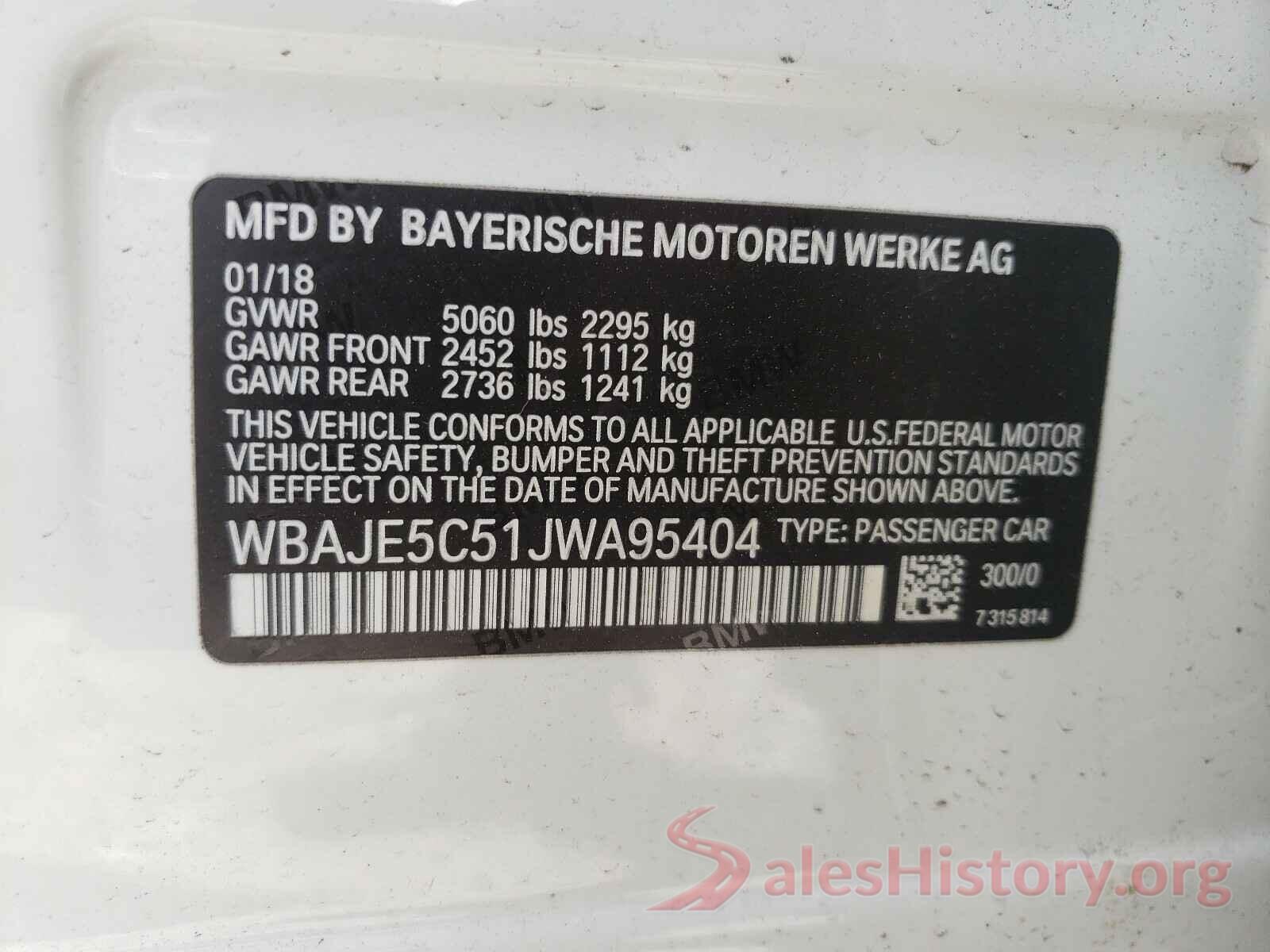 WBAJE5C51JWA95404 2018 BMW 5 SERIES