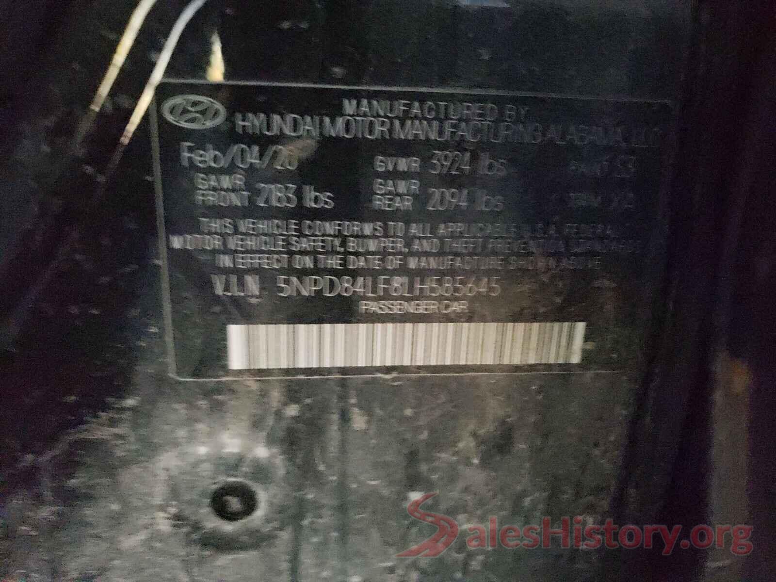 5NPD84LF8LH585645 2020 HYUNDAI ELANTRA