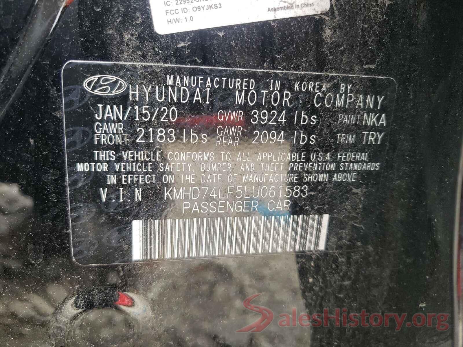 KMHD74LF5LU061583 2020 HYUNDAI ELANTRA