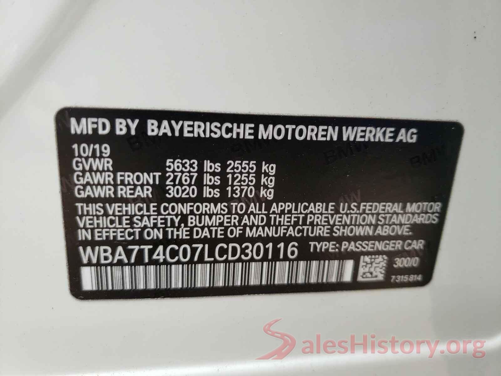 WBA7T4C07LCD30116 2020 BMW 7 SERIES