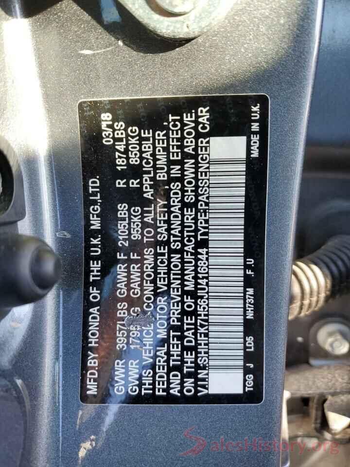 SHHFK7H56JU416844 2018 HONDA CIVIC