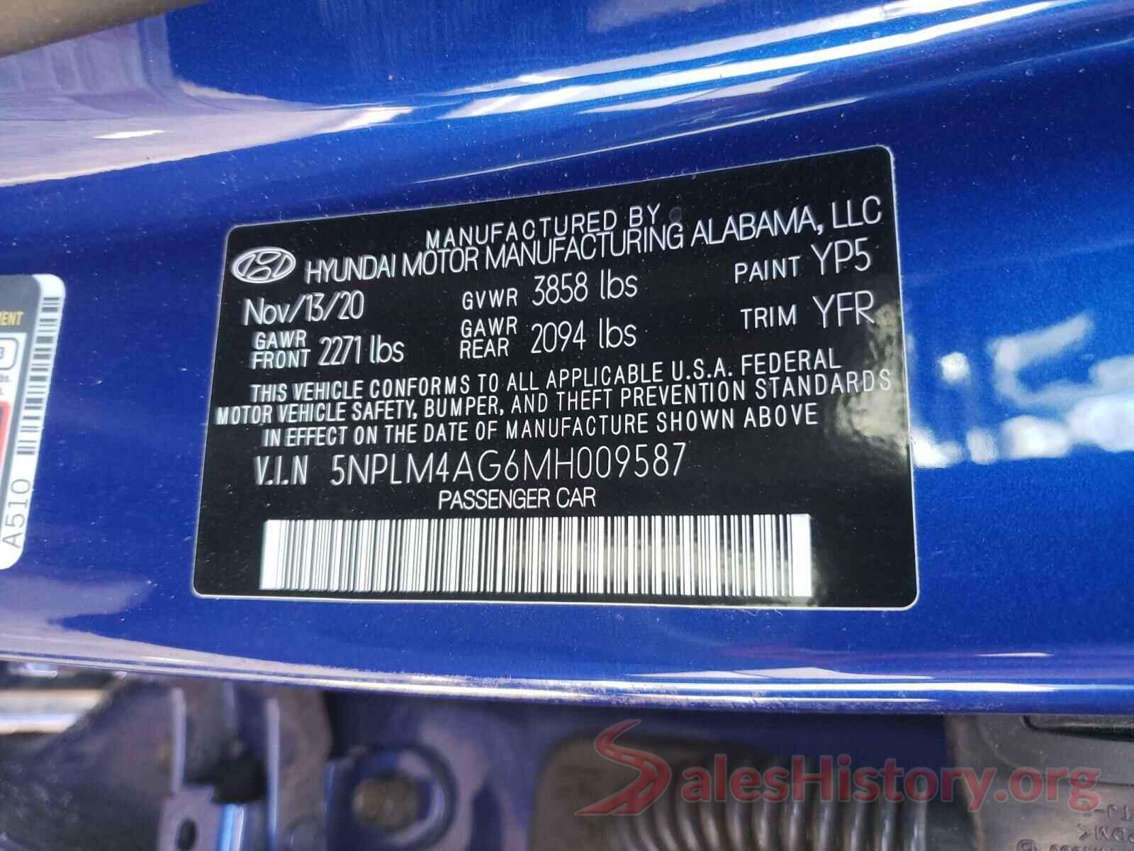 5NPLM4AG6MH009587 2021 HYUNDAI ELANTRA