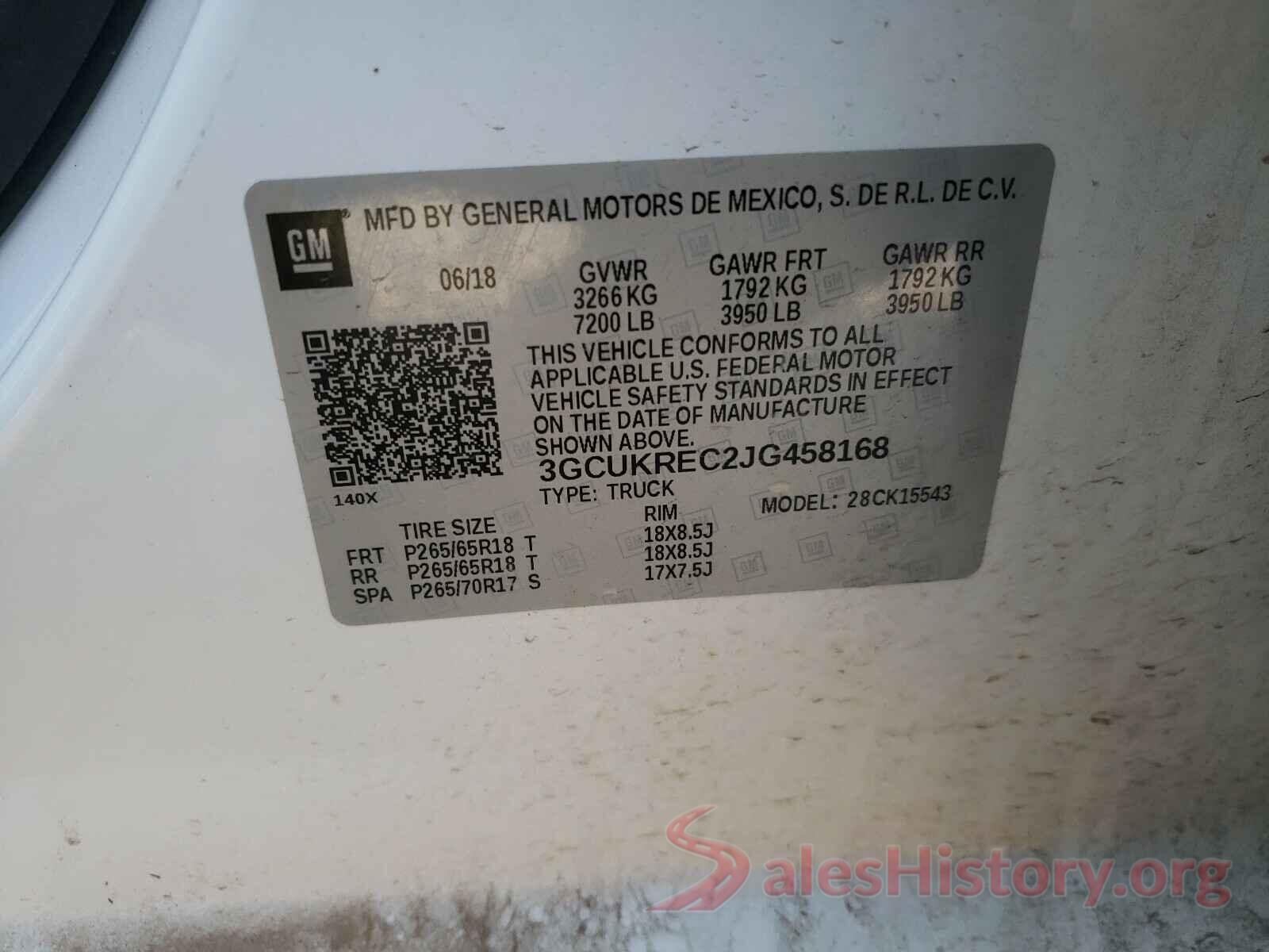 3GCUKREC2JG458168 2018 CHEVROLET SILVERADO