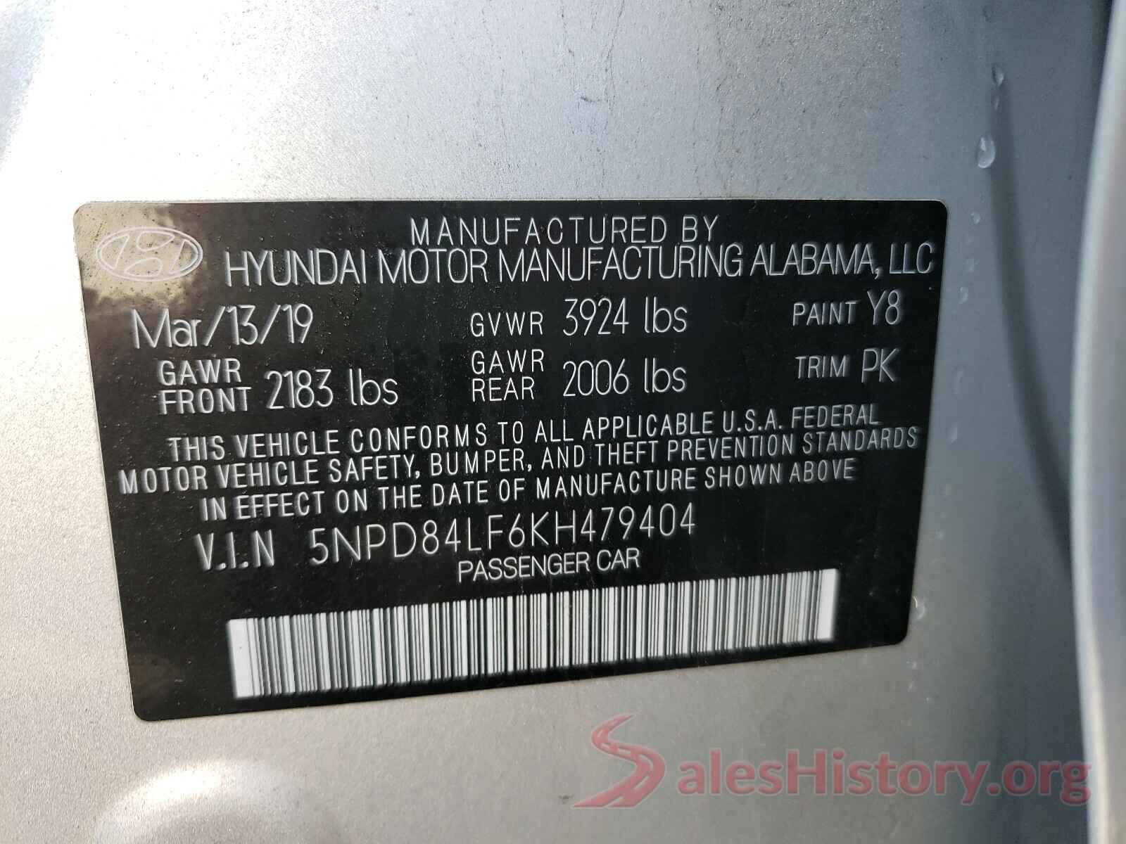 5NPD84LF6KH479404 2019 HYUNDAI ELANTRA