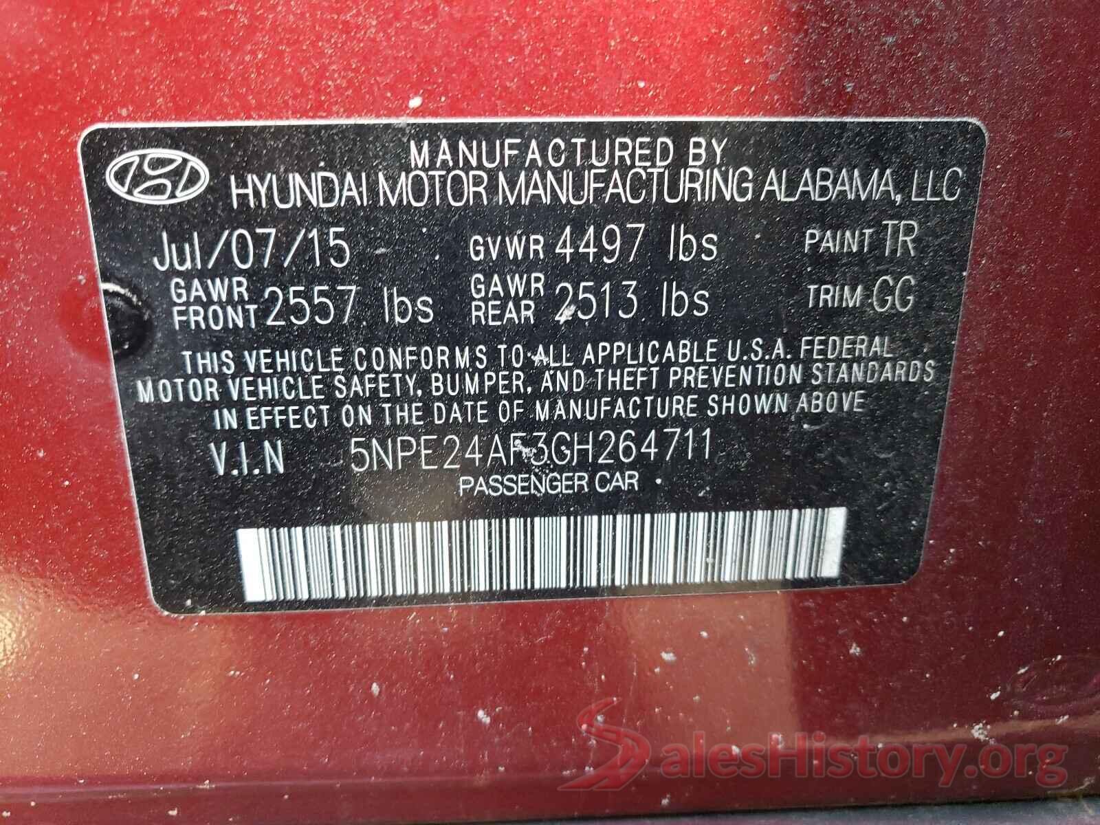 5NPE24AF3GH264711 2016 HYUNDAI SONATA