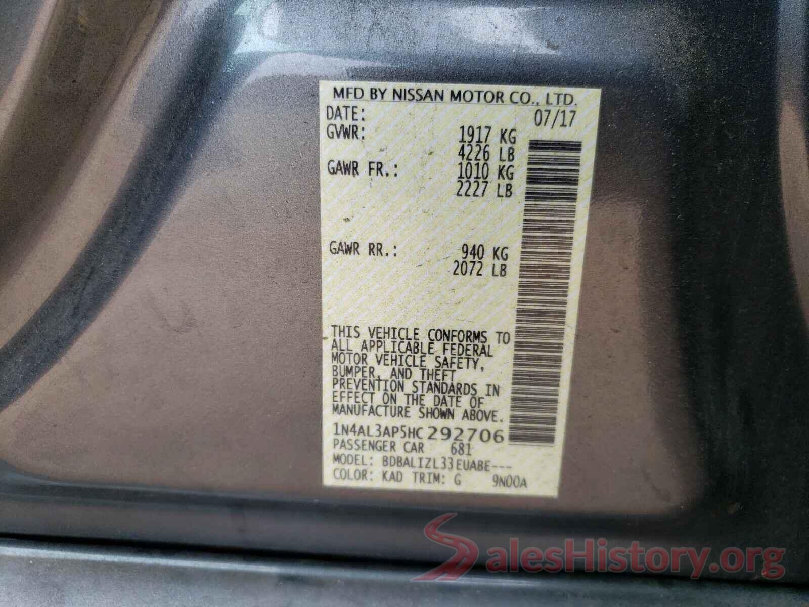 1N4AL3AP5HC292706 2017 NISSAN ALTIMA