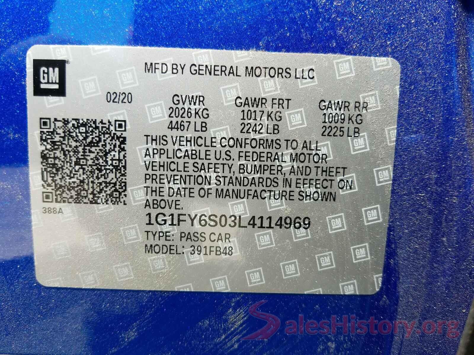 1G1FY6S03L4114969 2020 CHEVROLET BOLT