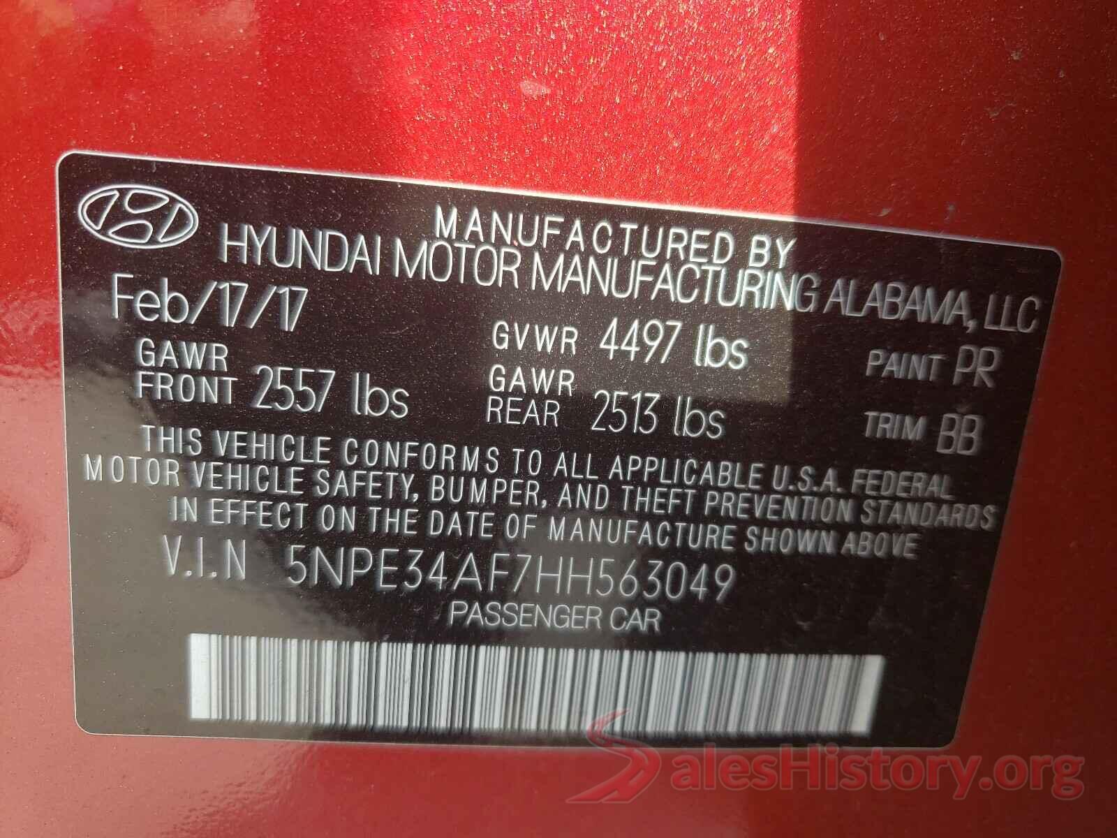 5NPE34AF7HH563049 2017 HYUNDAI SONATA