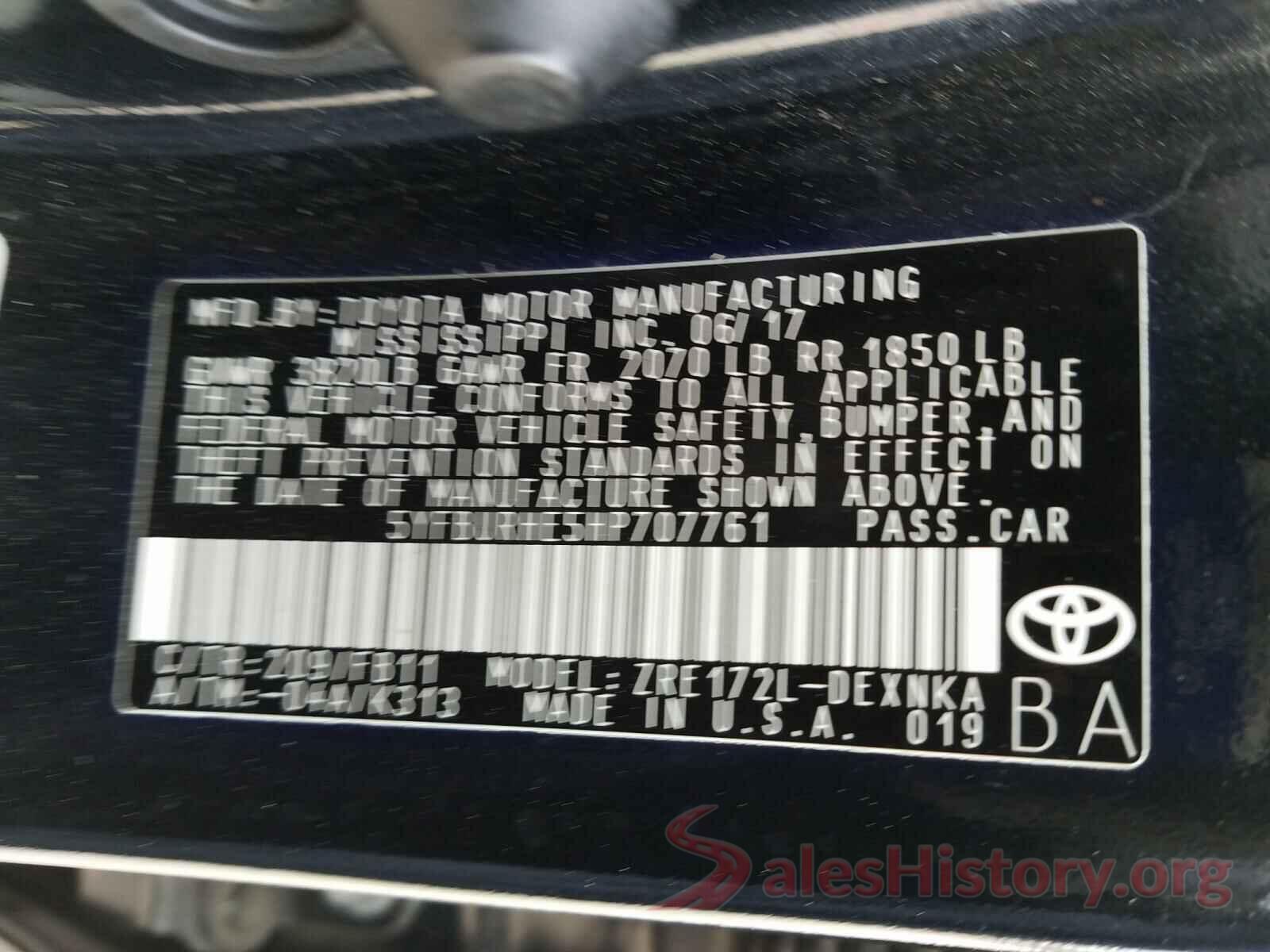 5YFBURHE5HP707761 2017 TOYOTA COROLLA