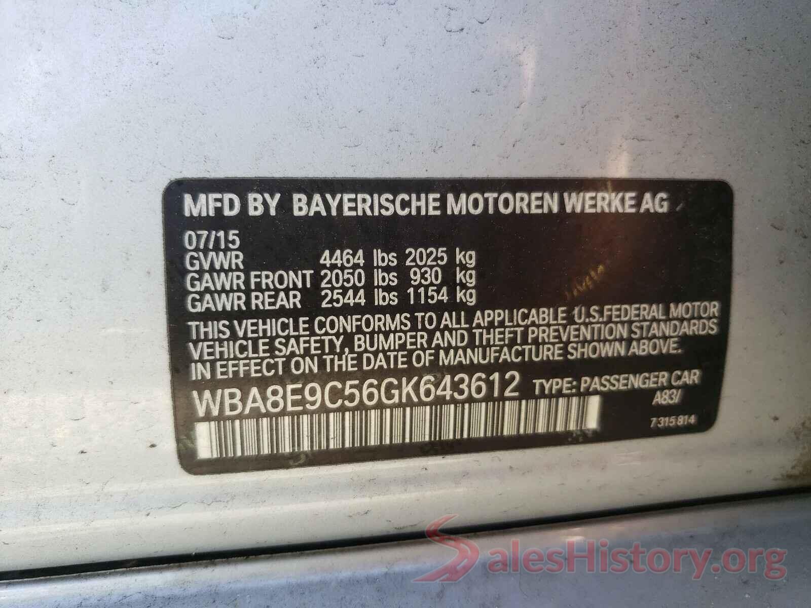 WBA8E9C56GK643612 2016 BMW 3 SERIES