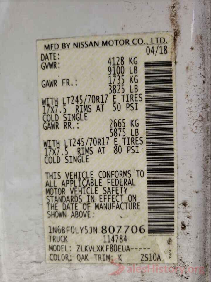 1N6BF0LY5JN807706 2018 NISSAN NV