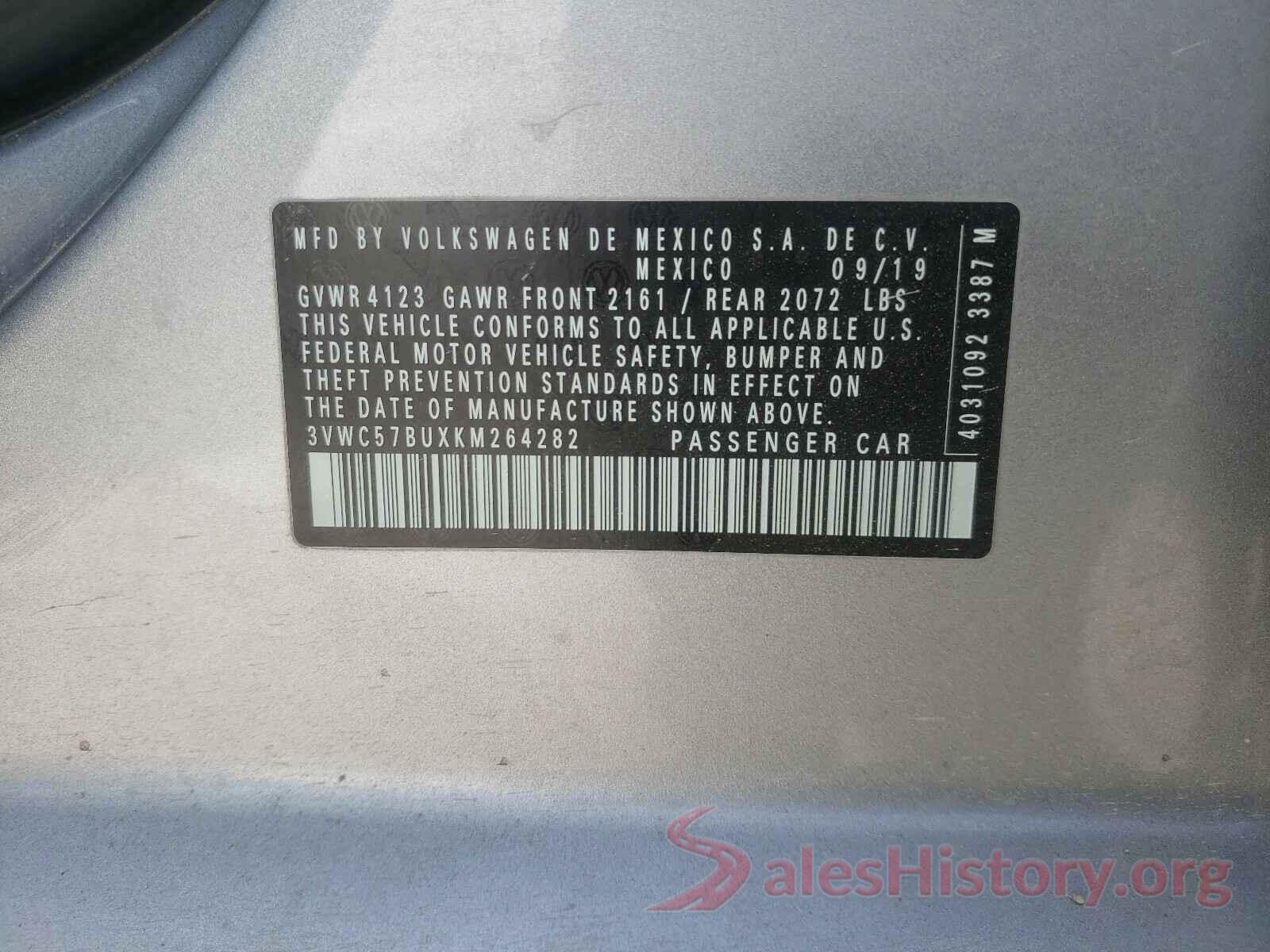 3VWC57BUXKM264282 2019 VOLKSWAGEN JETTA