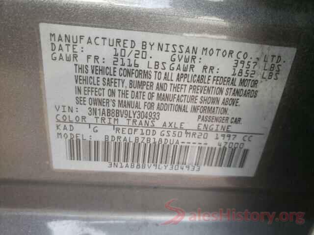 3N1AB8BV9LY304933 2020 NISSAN SENTRA