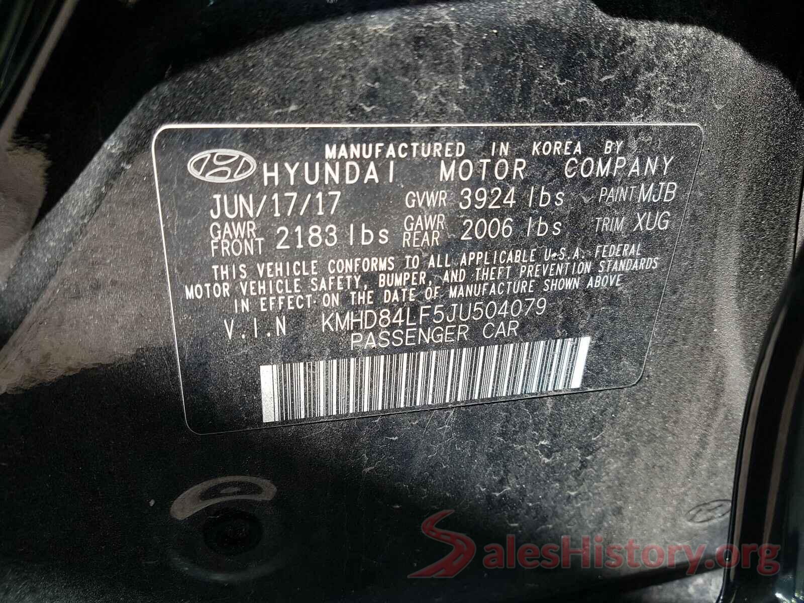 KMHD84LF5JU504079 2018 HYUNDAI ELANTRA