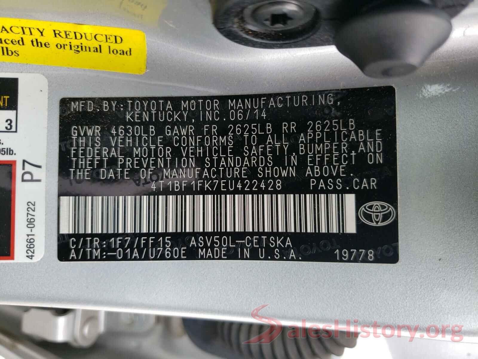 4T1BF1FK7EU422428 2014 TOYOTA CAMRY