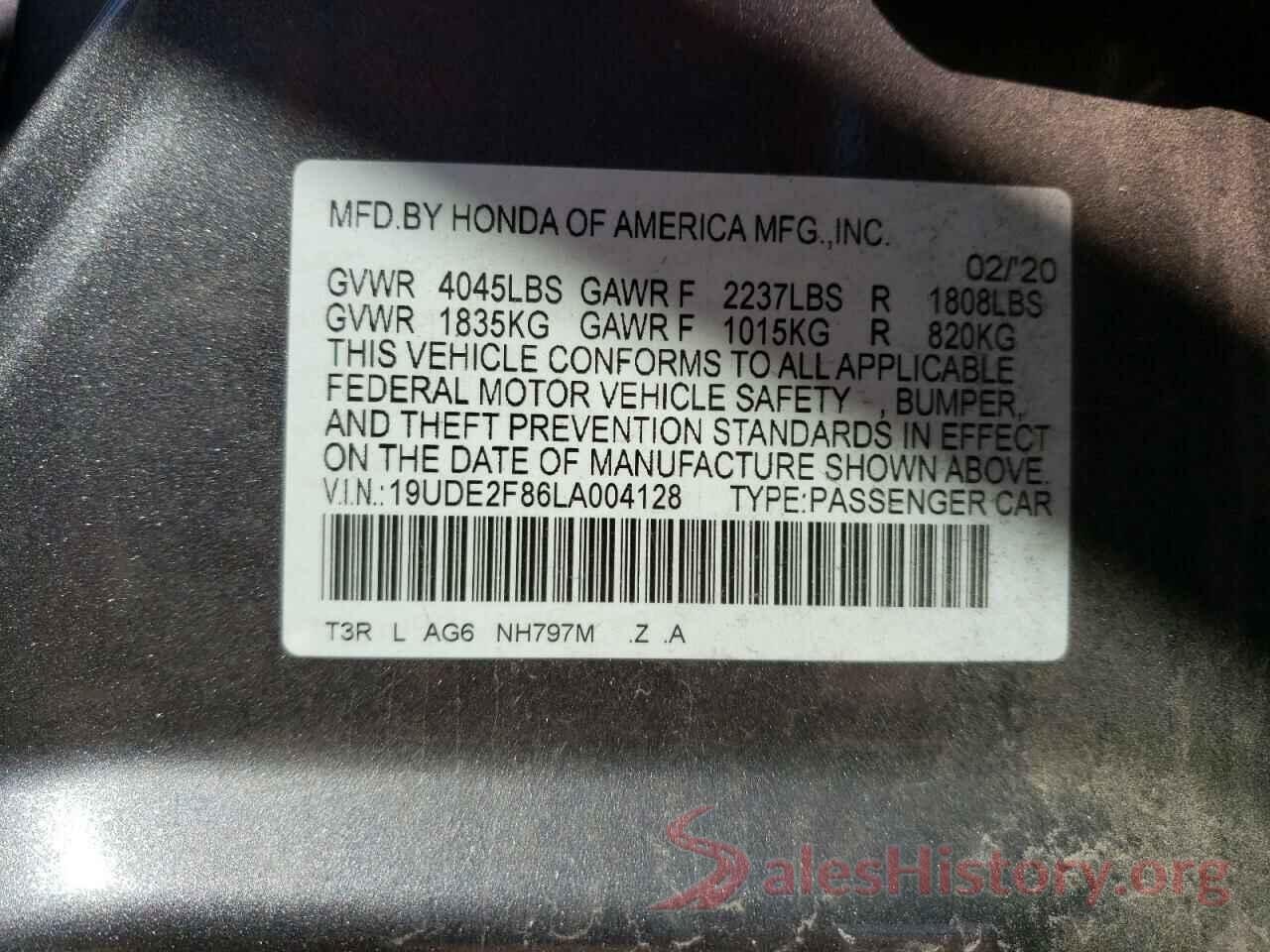 19UDE2F86LA004128 2020 ACURA ILX