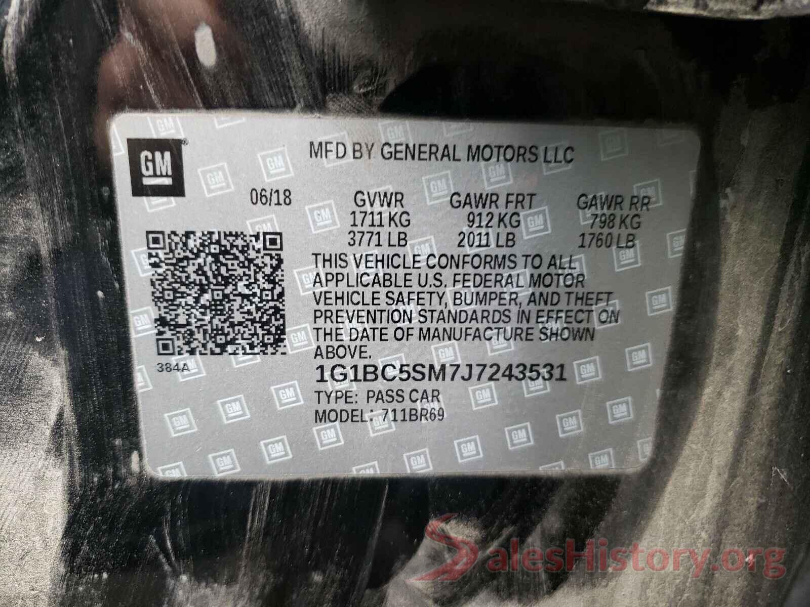 1G1BC5SM7J7243531 2018 CHEVROLET CRUZE