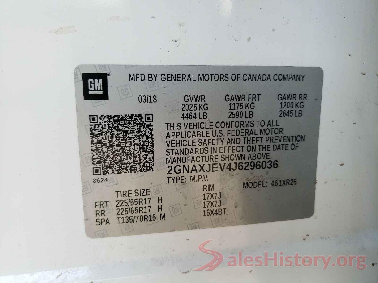 2GNAXJEV4J6296036 2018 CHEVROLET EQUINOX