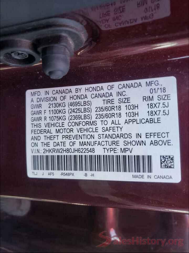 2HKRW2H80JH622548 2018 HONDA CRV