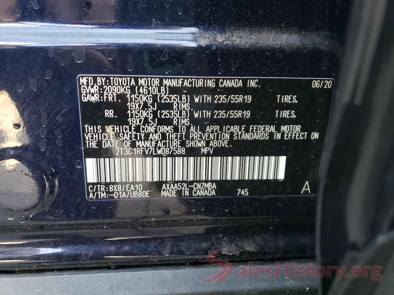 2T3C1RFV7LW087588 2020 TOYOTA RAV4