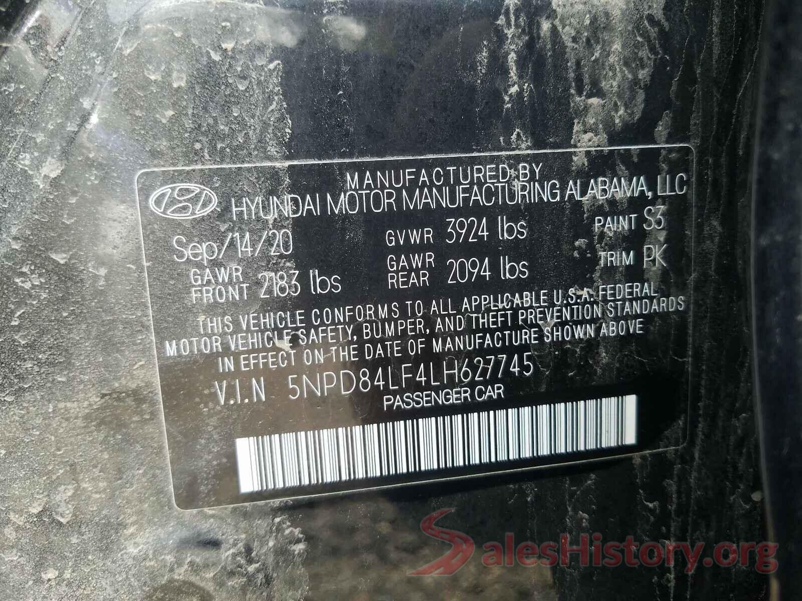 5NPD84LF4LH627745 2020 HYUNDAI ELANTRA