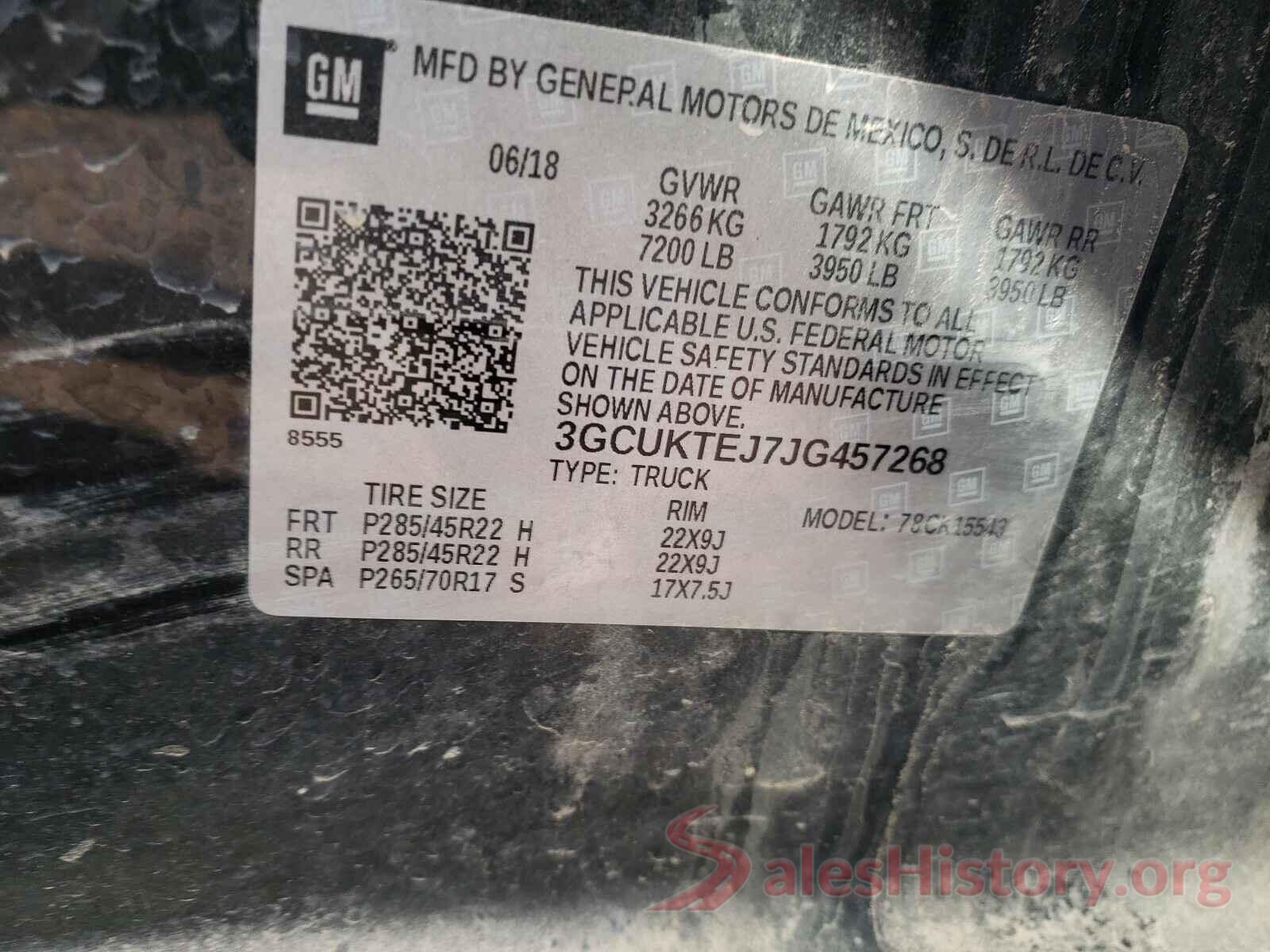 3GCUKTEJ7JG457268 2018 CHEVROLET SILVERADO