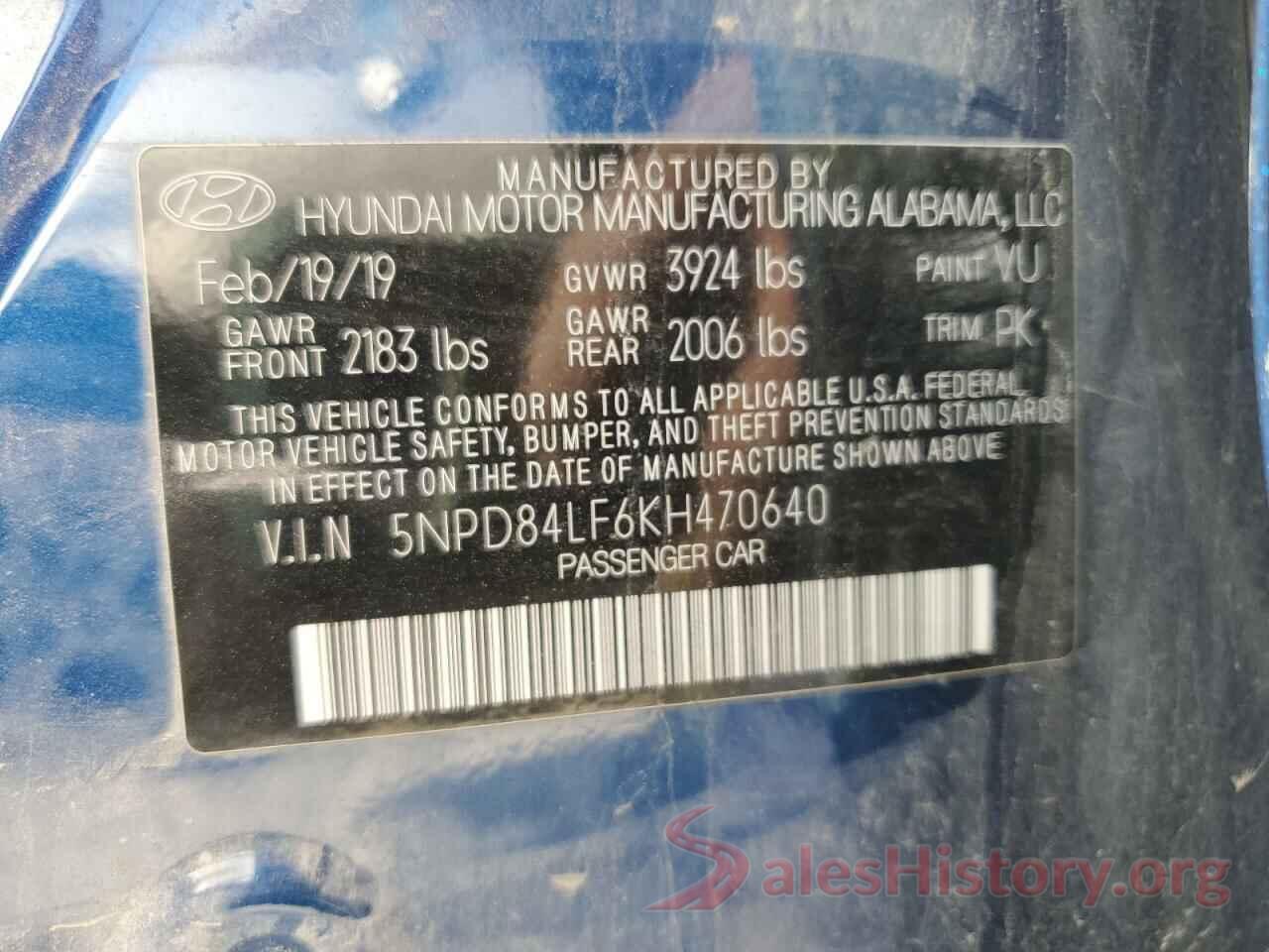 5NPD84LF6KH470640 2019 HYUNDAI ELANTRA