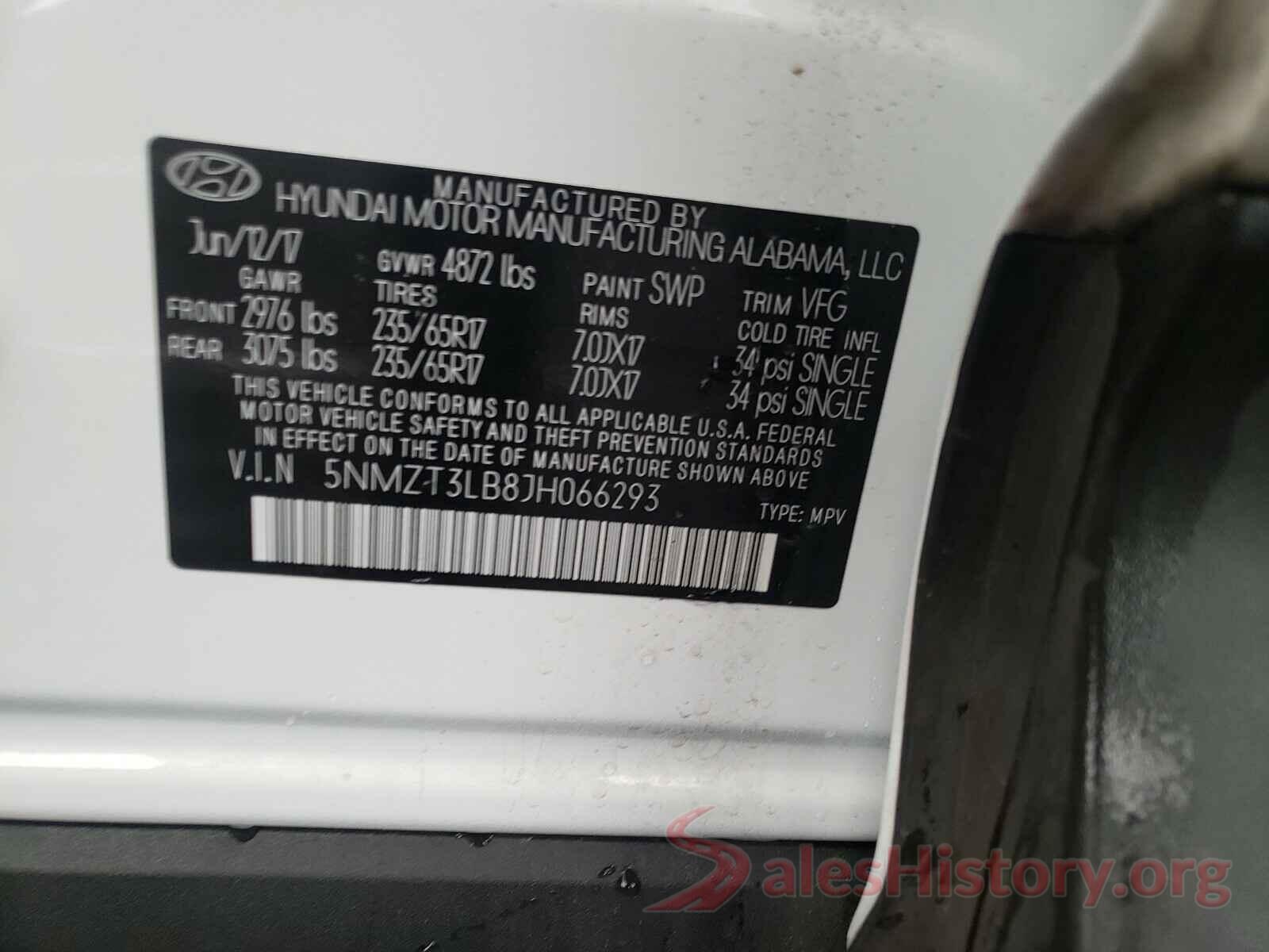 5NMZT3LB8JH066293 2018 HYUNDAI SANTA FE