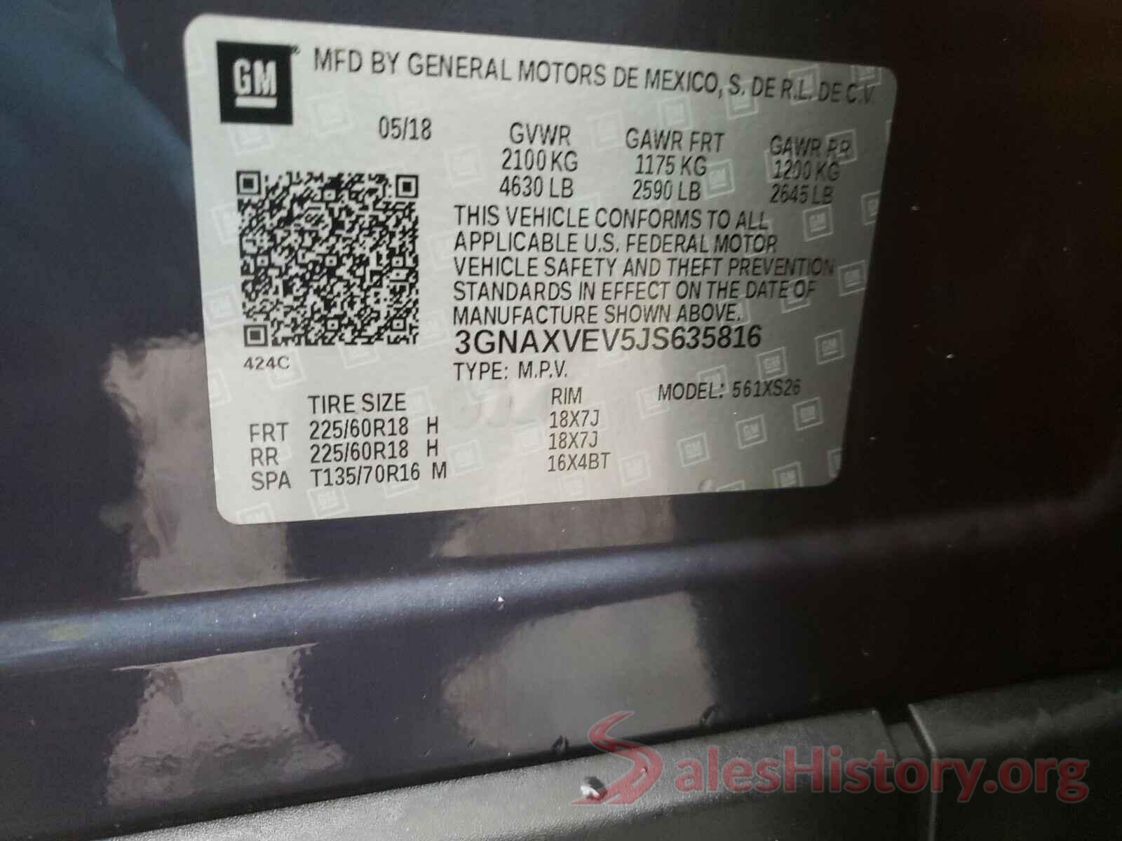 3GNAXVEV5JS635816 2018 CHEVROLET EQUINOX